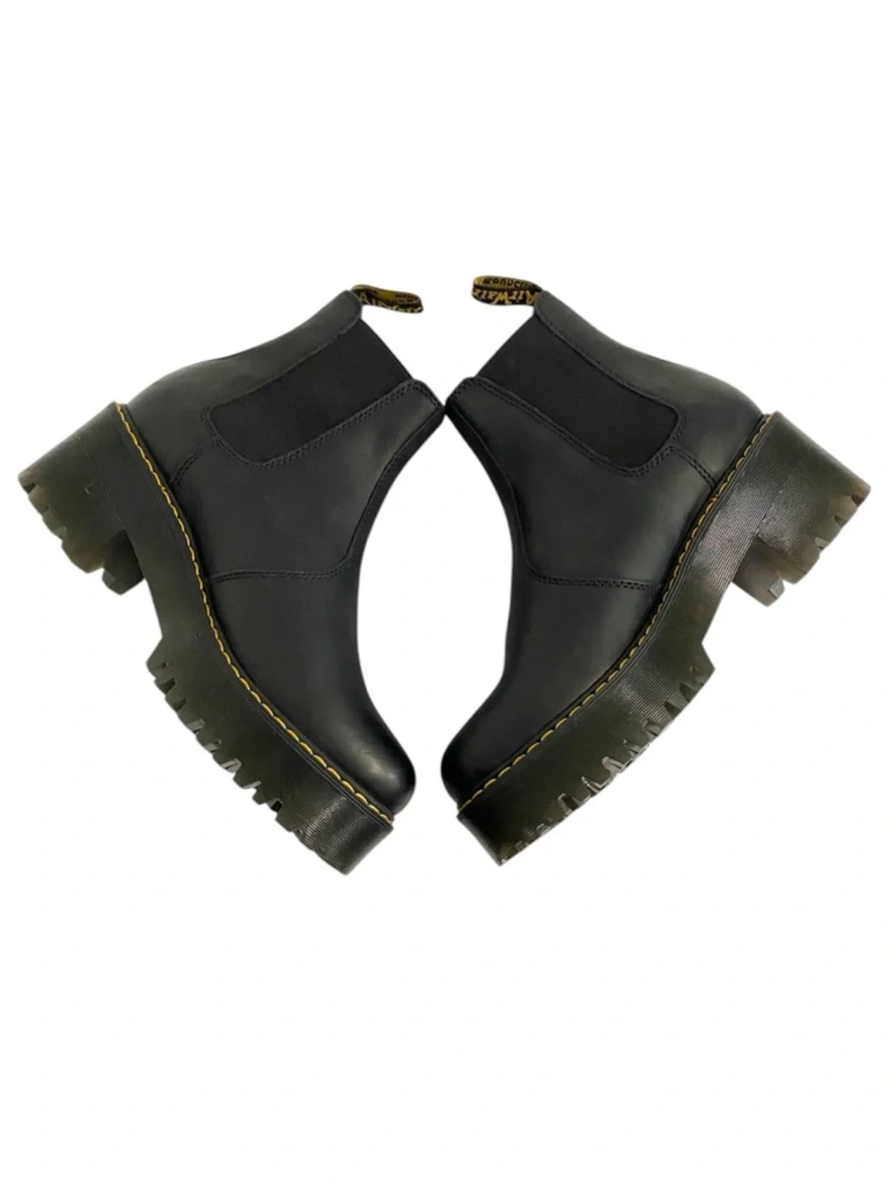 New Dr. Martens Free People Rometty Black Leather Platform Chelsea Boots Size 9